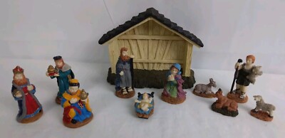 Vintage Lemax Village Collection Holiday Mini Nativity Set Of 11 Poly Resin