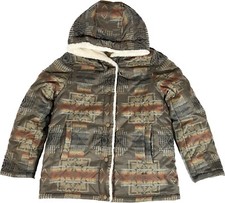 Pendleton Women's Reversible Faux Fur Aztec Printed Coat Jacket Small Cream