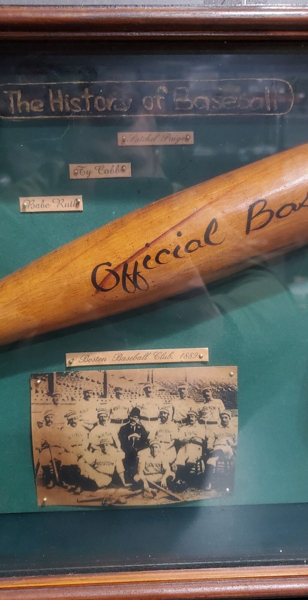 Vintage the history of baseball large display case shadow