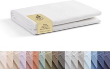 Linen Home 100 Cotton Percale 1 Flat Sheet, Twin Size- Crisp, Twin, White