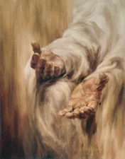 Joann Reed COME UNTO ME Paper Art Print Jesus Nail Scarred Hands Reaching Out