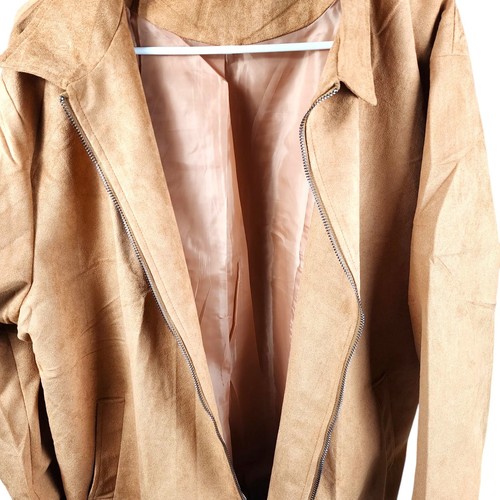 Coofandy Herren Gr. Lg Casuel Bomberjacke Faux Suade Beige/Hellbraun - Bild 5 von 9