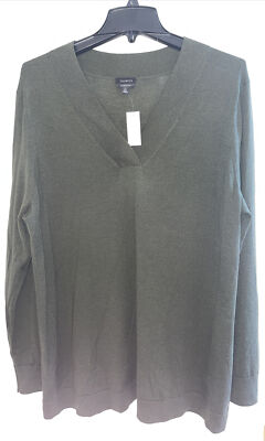 NWT Talbots Women Size XL Pure Merino Wool Pullover Sweater Dark Green