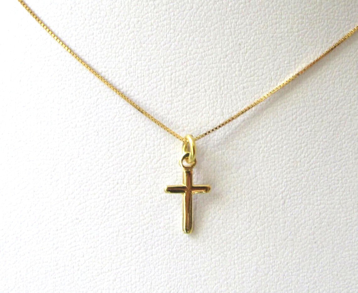 アクセサリー 14K gold chain & cross charm 14K Gold Cross Charm Pendant Necklace Small Cross on fine
