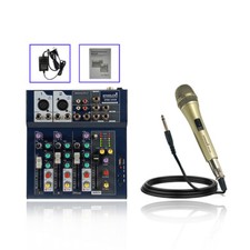 4-Channel Sound Mixer Mini USB Dynamic Mixing Wired Handheld Karaoke Microphone
