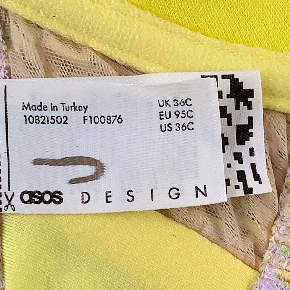 Nuevo top de natación de bikini con aros fruncido estampado floral amarillo talla 36C de ASOS para mujer Foto 2 de 4