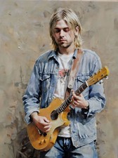 Three-Quarter Portrait Kurt Cobain Painting-Style Poster Art Print 18 x 24 in B