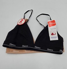 Hanes Originals Women's 2pk Stretch Triangle Bralette MHO102 - Black/Camel S