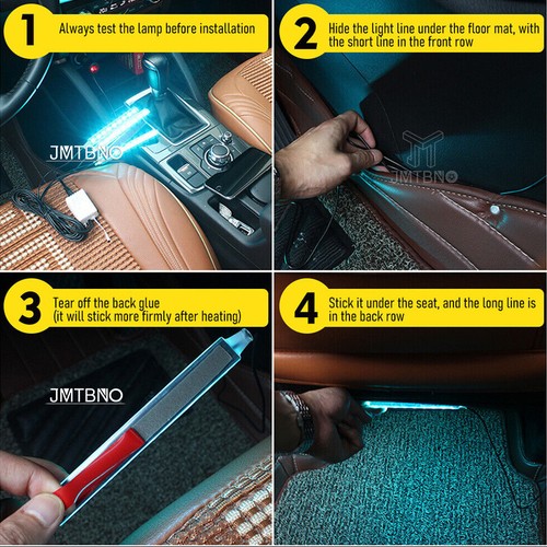 RGB LED Glow Car Interior Lamp Under Dash Footwell Seats Inside Strip Lighting - Picture 4 of 18