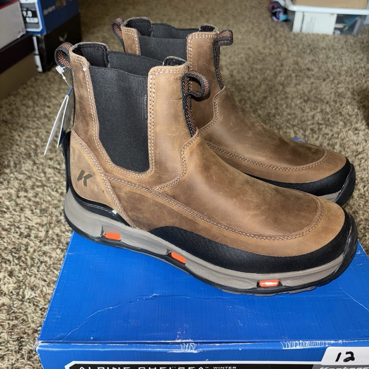Korkers Alpine Trailtrac Boots Men\'s Size 11.5 Brown Waterproof Leather Korkers Mens Alpine Chelsea Boots With Trailtrac Soles  main image 4