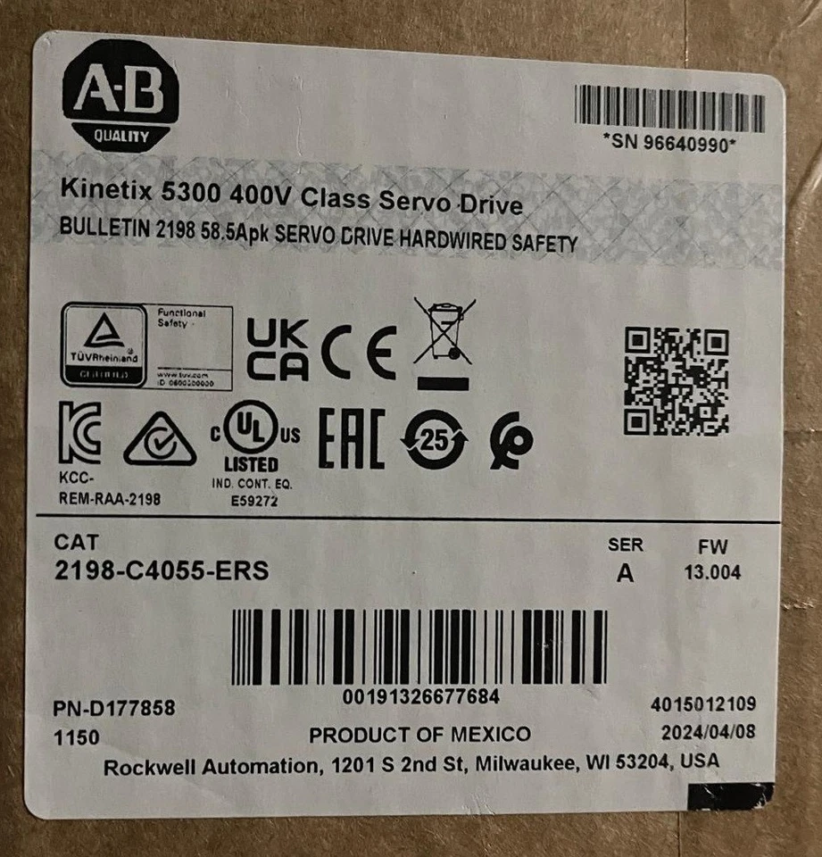 Allen-Bradley 2198-C4055-ERS Kinetix 5300 400V Class Servo Drive – New Sealed