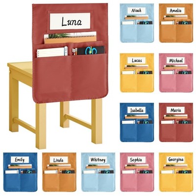 gisgfim 12 Pcs Chair Pockets for Classroom 16.7 x 19.3 Inch s with Name Tag C...