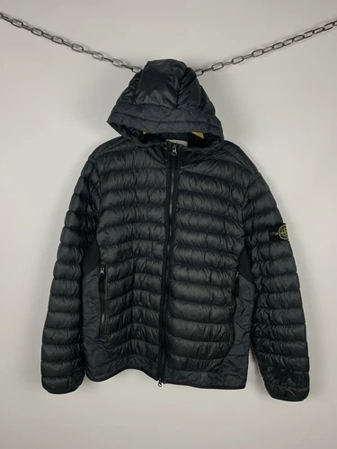 Piumino Stone Island tinto in capo micro filato piumino giacca full zip con cappuccio taglia XL