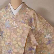 Koshida Silk Kimono Sleeve Floral Pattern 66 Length Used Japan