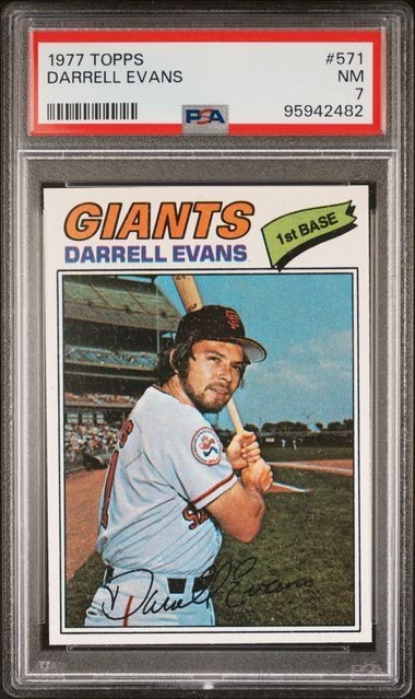 CENTERED PSA 7 NM DARRELL EVANS 1977 TOPPS #571 GRADED NEAR MINT VINTAGE *TPHLC