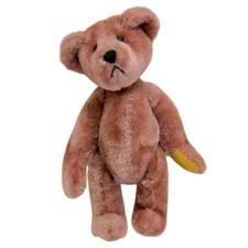 Vintage Little Gem Teddy Bear Miniature Fully Jointed Teddy Bear Signed Magenta