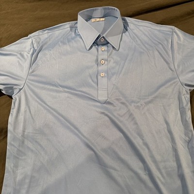 NWOT Collars & Co Dress Polo Shirt Men Large Solid French Blue Straight Collar