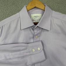 Charles Tyrwhitt Shirt Mens 17X35 Purple Fine Twill Classic Fit Long Sleeve