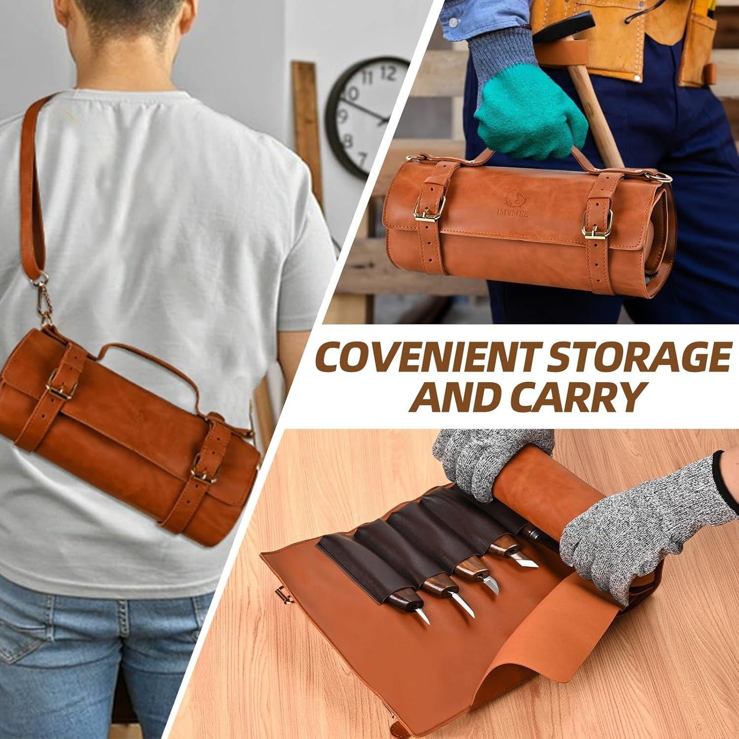 Deluxe Wood Carving Kit - 21Pcs Wood Carving Tools with Leather Storage Bag -