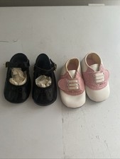 Lot of 2 Baby Girl Shoes: Black Patent and Pink/White Saddle - Size 1