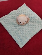 Lion Plush Baby Security Blanket Minky Dot Lovey Teal Textured 11x11 Snuggle BT4
