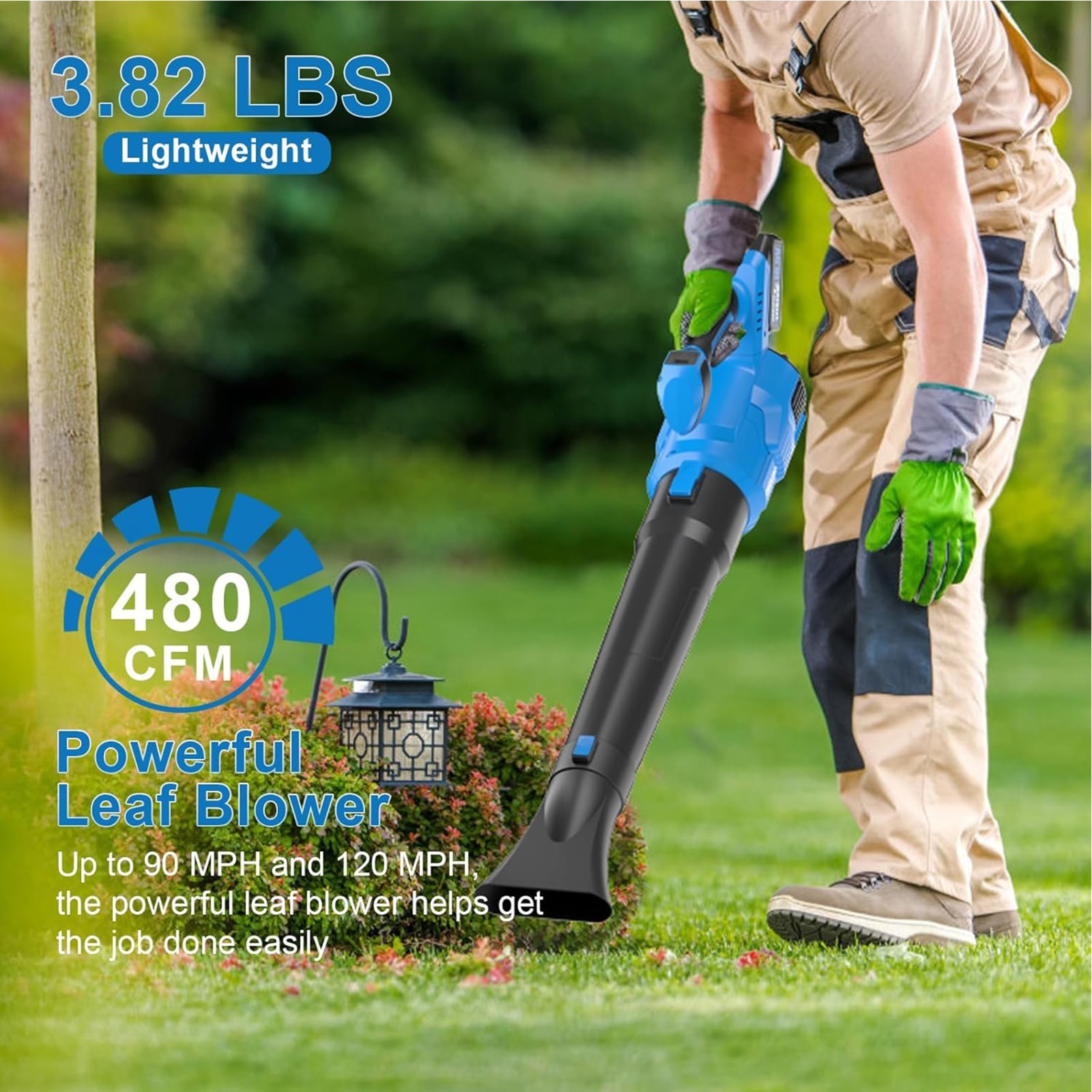 Cordless Brushless Leaf Blower 580CFM Brushless 3 Speed 2 Battery for Patio US