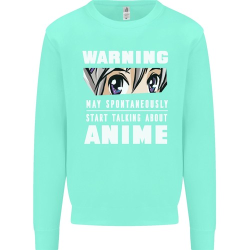 Warning May Start Talking About Anime Funny Kids Sweatshirt Jumper - Picture 14 of 33