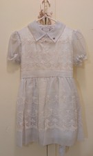 Vtg Hollywood Girls Dress White Lace Communion Party Dress w/ Veil