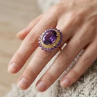 New Year Deal Rich Purple Amethyst 7.05Ct 925 Sterling Silver Rose Gold Rings