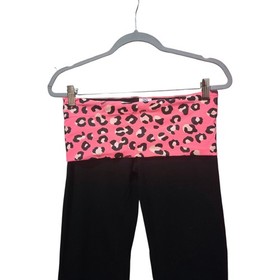NWT Vtg Victoria's Secret VS PINK Foldover Yoga Pants Flare Rhinestone Leopard S