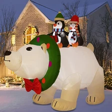 8FT Giant Christmas Inflatable Polar Bear Decorations Outdoor Christmas Inflatab