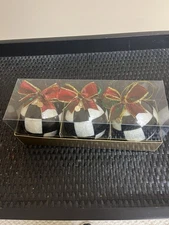 Mackenzie Childs Jester Fancy Capiz Ornaments Set of 3 Small NEW NIB