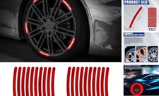 20PCS Reflective Car Wheel Decorative Stripe Stickers, Night Safety Warning Red