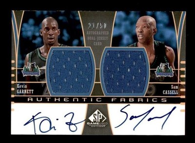 GARNETT / CASSELL 2003/04 SP GAME USED DUAL JERSEY AUTO #21/50 (KEVIN #21) T6931