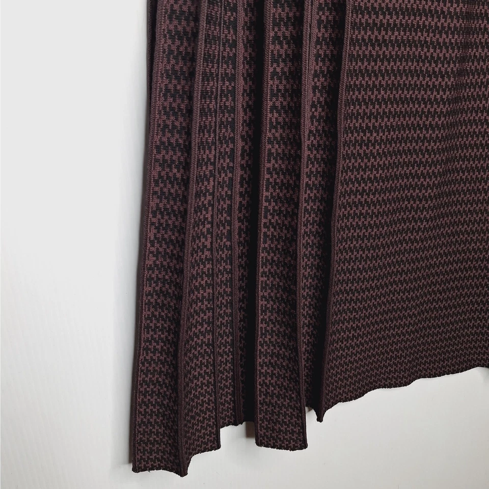 Falda Misook Midi Plisada Pata de Gallo Tejida XL Borgoña Carrera Pull On Oficina Foto 3 de 4