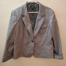 John Meyer Women's Size 18  Gray/Black One Button Lined Blazer