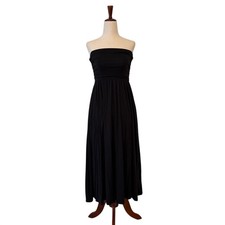 All in Favor Black Strapless Midi Dress, Women's Small, Empire Waist