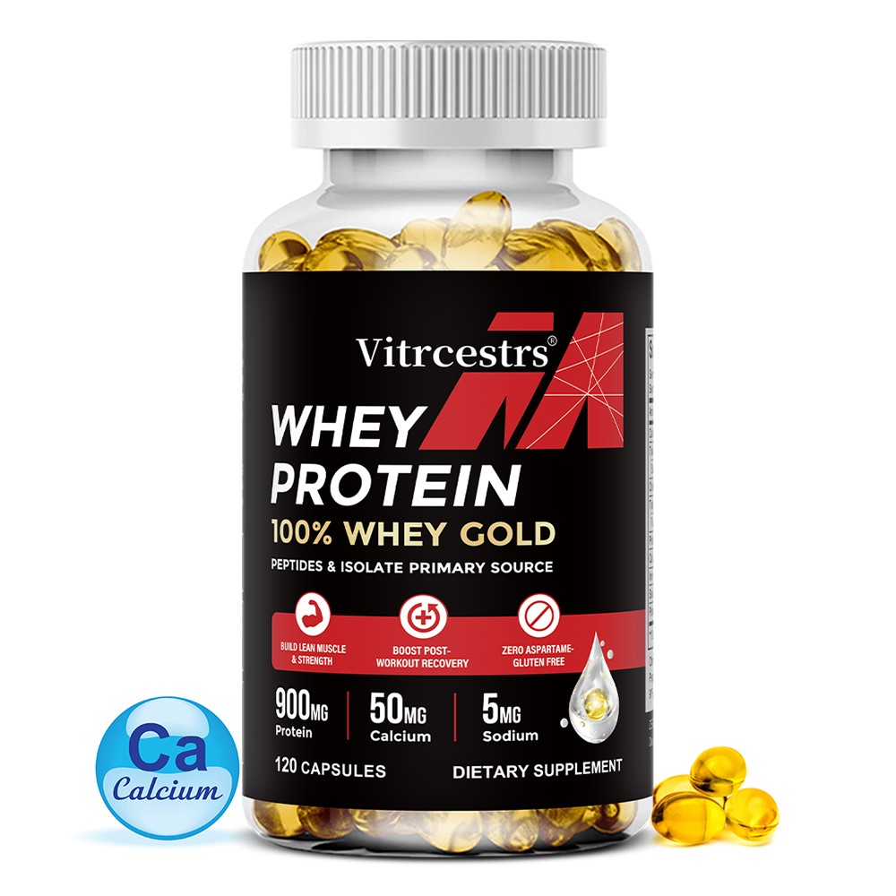 Cápsulas de proteína de suero de leche - 900 mg de proteína de alta pureza para ganancia y recuperación muscular