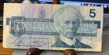 1986 Canadian $5 Banknote Birds of Canada Series Circulated