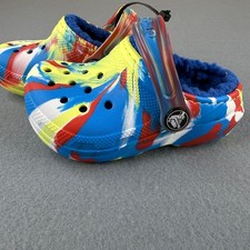 Crocs Classic Lined Marbled Clog Kids Size C7 Yellow Blue Red 207778-75V