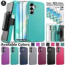 For Samsung Galaxy A16 5G Case+Belt Clip, Rugged Shockproof Cover Tempered Glass