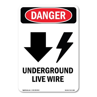Underground Live Wire ANSI Danger Sign Metal Plastic Decal