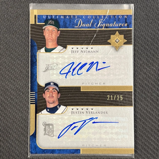Justin Verlander Jeff Niemann signiert/Auto /25 NV Upper Deck Tampa Bay Detroit
