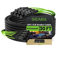 GEARit 8-Channel XLR Snake Cable 30 ft - 100 Oxygen-Free Copper Snake Wire...