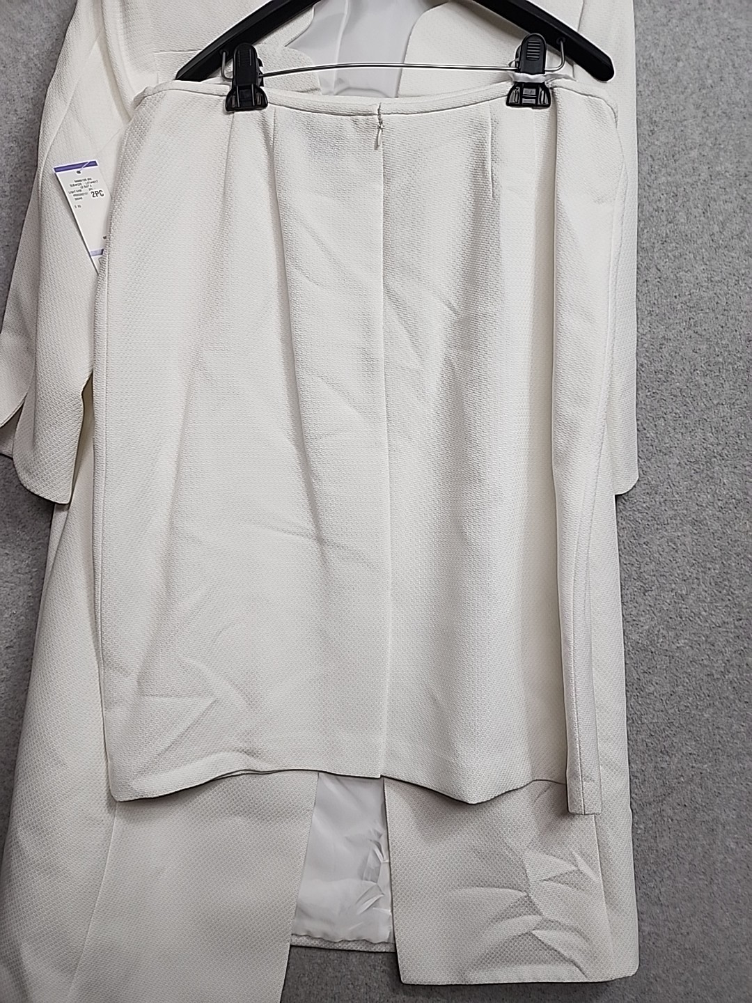 Vintage Le Suit Women's luxury Jacket Skirt/Duster White 2 Piece Set Sz 18 Y2K