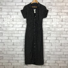 MADEWELL Women's NEW Button-Front Midi Black Floral Shirtdress sz 2 NR021