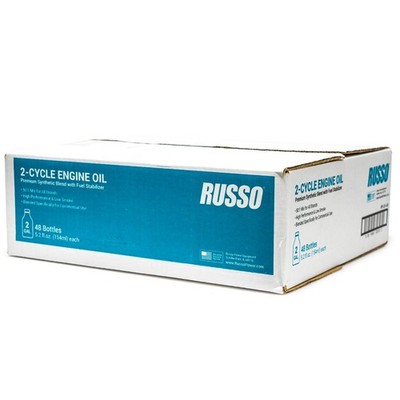 Case 48 Bottles Russo Synthetic Blend 2 Cycle Motor Oil 5.2 Oz 501 Mix 2 Gallon