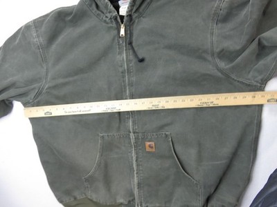 CARHARTT J25 MOS Moss Green Canvas Hooded Zip Lined Jacket Thermal