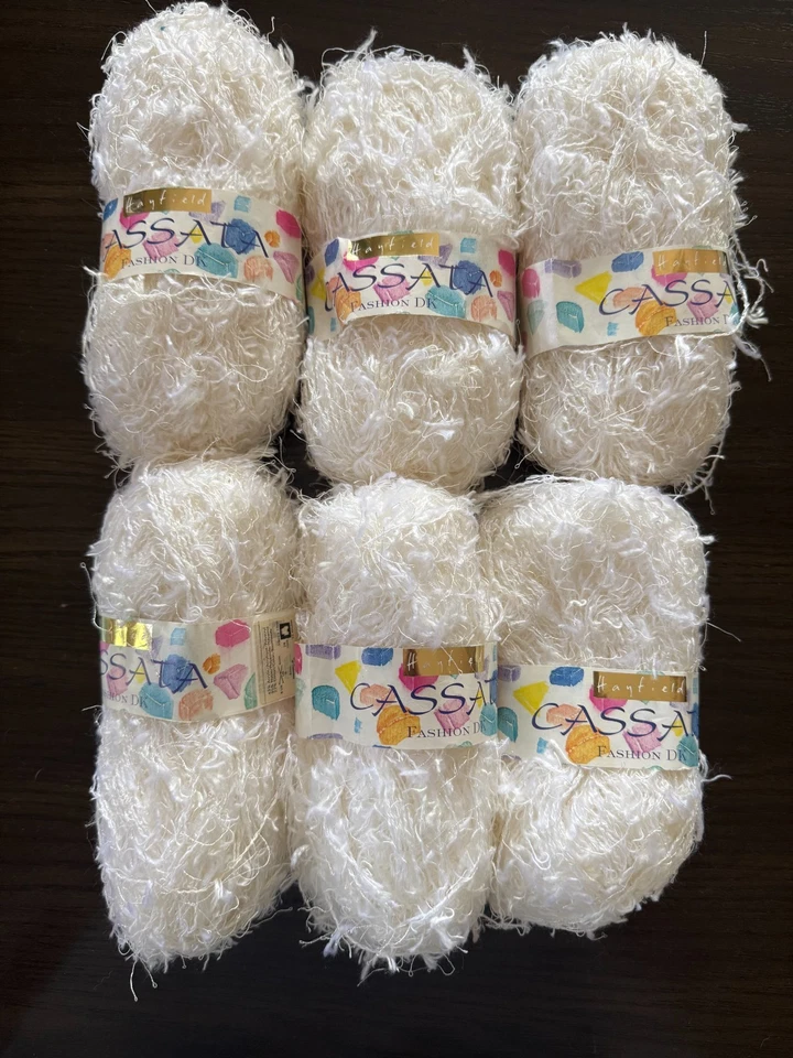 Lot of 6 Vintage Hayfield Cassatt Fashion DK Eyelash Yarn 50g - Solid White 387 - Image 2 of 4