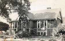 Postcard IA: RPPC Public Library, Bloomfield,...
